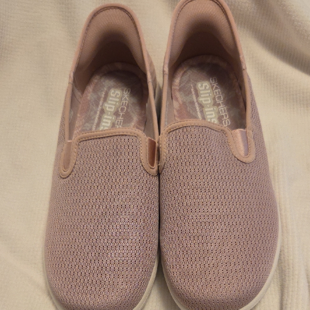 Skechers Slip-On Knit Mules - Dusty Mauve